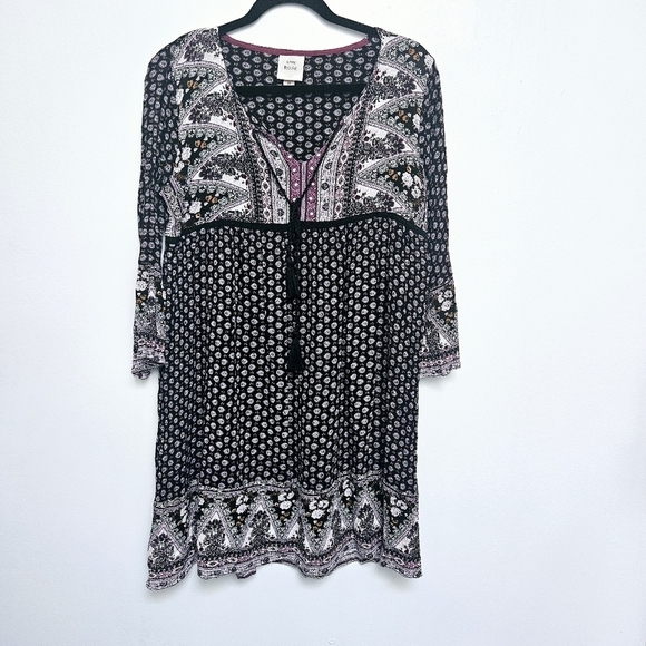 Knox Rose Dresses & Skirts - Knox Rose Paisley & Batic Print Flowy Quater Sleeve Midi sz M Tunic Dress